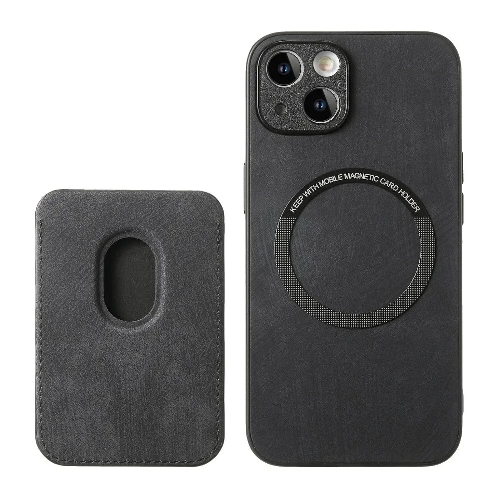 Vintage-Lederhülle mit abnehmbarem magnetischem Kartenhalter für iPhone 17 Air 16e 16 Pro Max 15 14 Plus 13 12 11