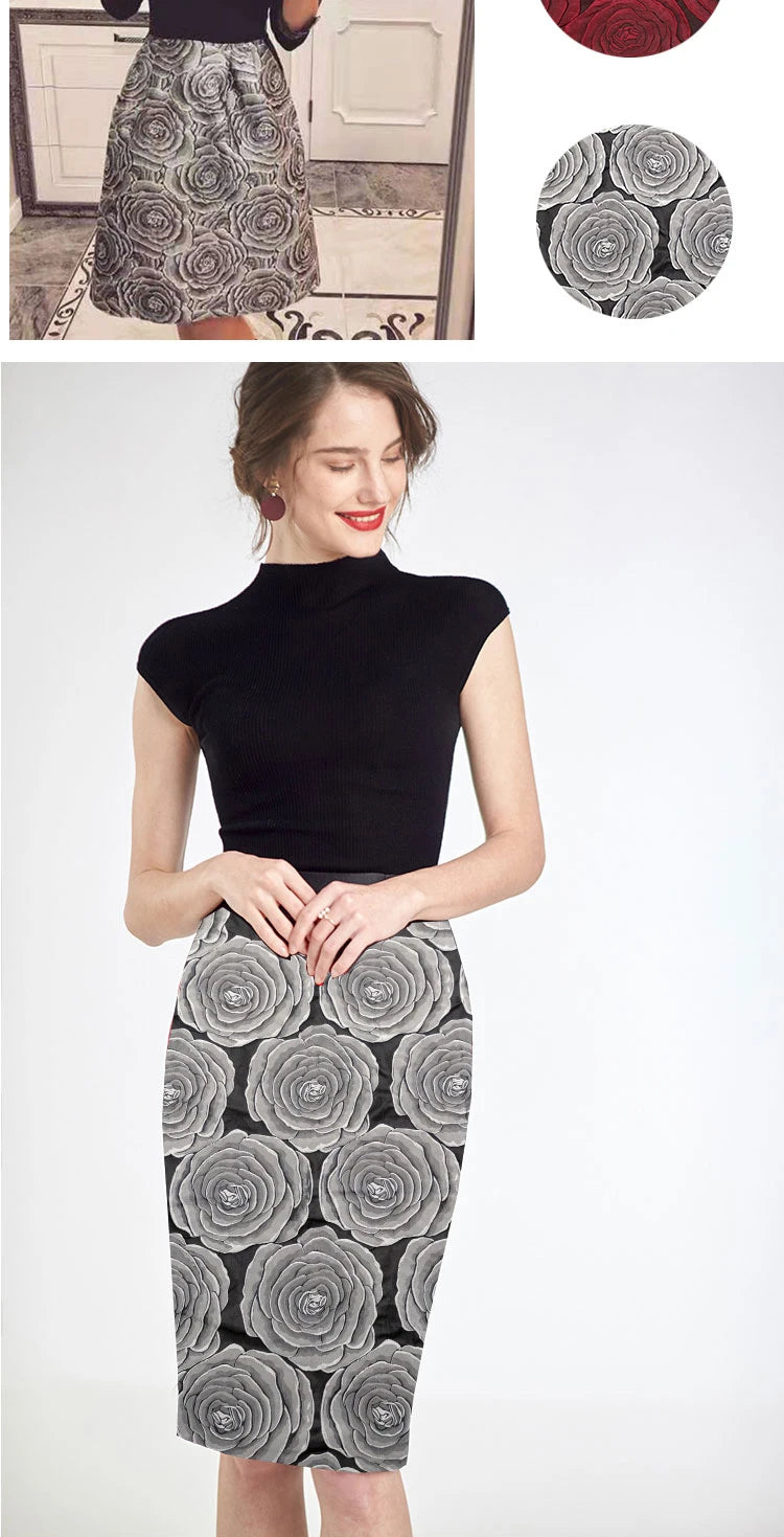 Dunkler Jacquard-Stoff Frühling Herbst Konkav Konvex Rose Kleid Anzug Windbreaker Kleidung Design Nähen Tuch Mode Großhandel Diy