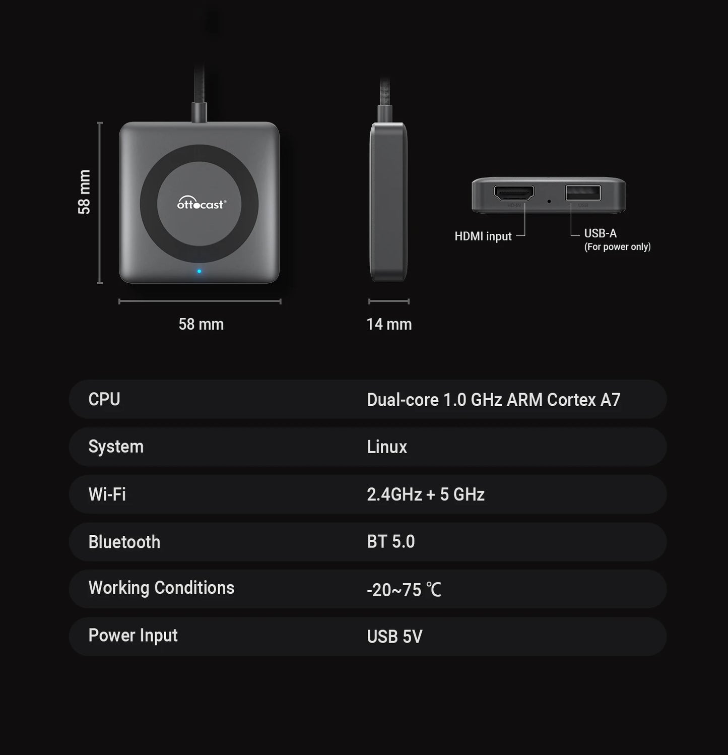 Ottocast Car TV Mate Pro Max Wireless CarPlay Android Auto Adapter für Fire Google TV Stick Konverter für OEM Wired CarPlay Car