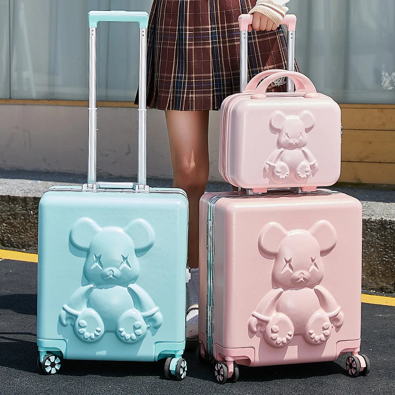 Nouvelle valise trolley universelle à roulettes 18 pouces 2024, sac de maquillage cabine pour hommes et femmes