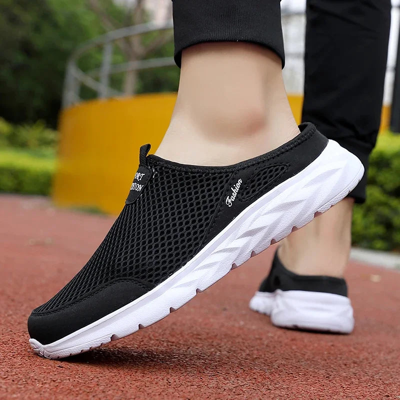 MAEDEF Summer Outdoor High Quality Anti-slip Men Leisure Shoes New 2024 Mesh Breathable Soft Comfortable  Flat-bottomed Slippers