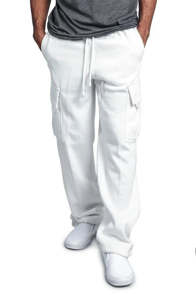 Frühling und Herbst Neue Herren Sport-Freizeit-Hose Multi-Pocket Lose Unifarbene Cargo-Arbeitshose Streetwear Herrenhose