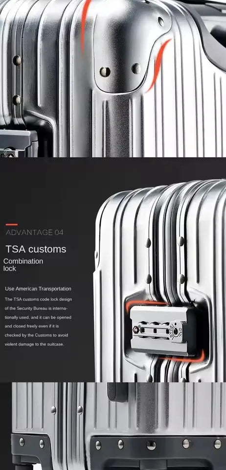 Bagage de voyage Spinner 20/24/26/29, valise de marque en alliage aluminium-magnésium de haute qualité