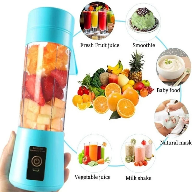 Mini-mixeur de jus domestique 380 ml, presse-agrumes électrique USB rechargeable, mixeur à smoothies portable pour pique-nique en extérieur