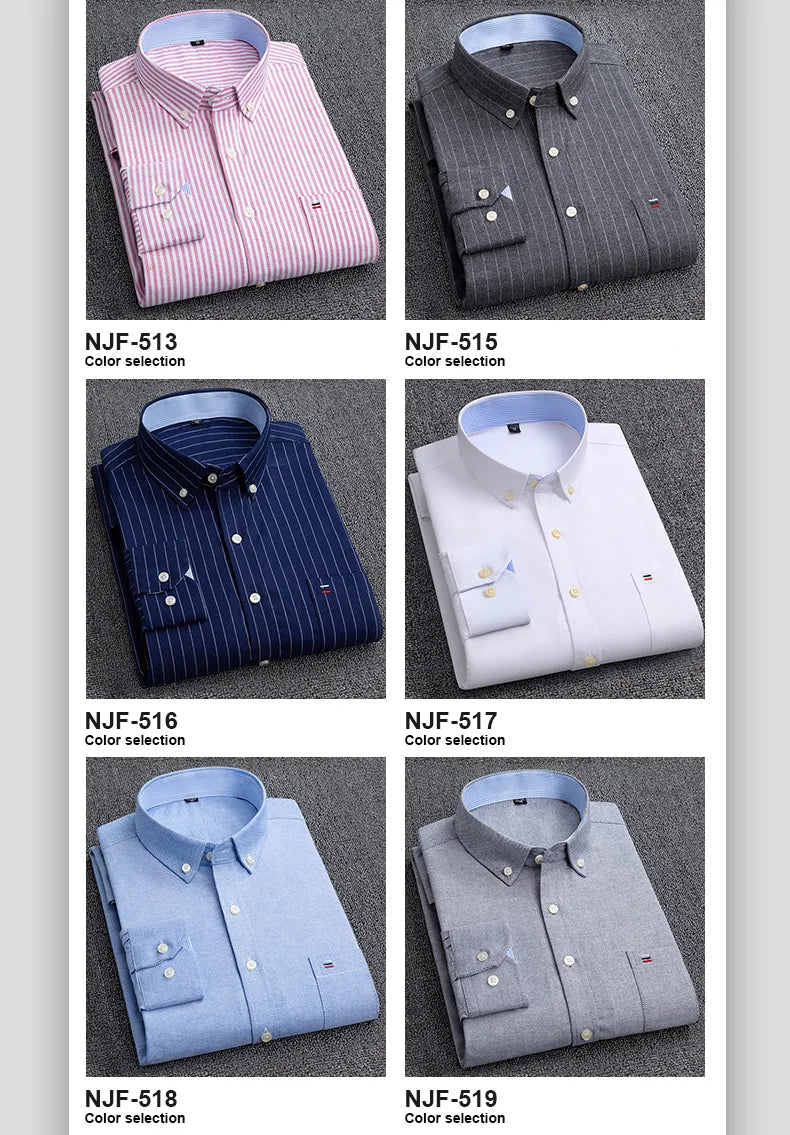 100-220 catties Plus Size Men's Shirt 100% Cotton Long Sleeve Business Casual All Oxford Spinning Plus Size Plaid Shirt