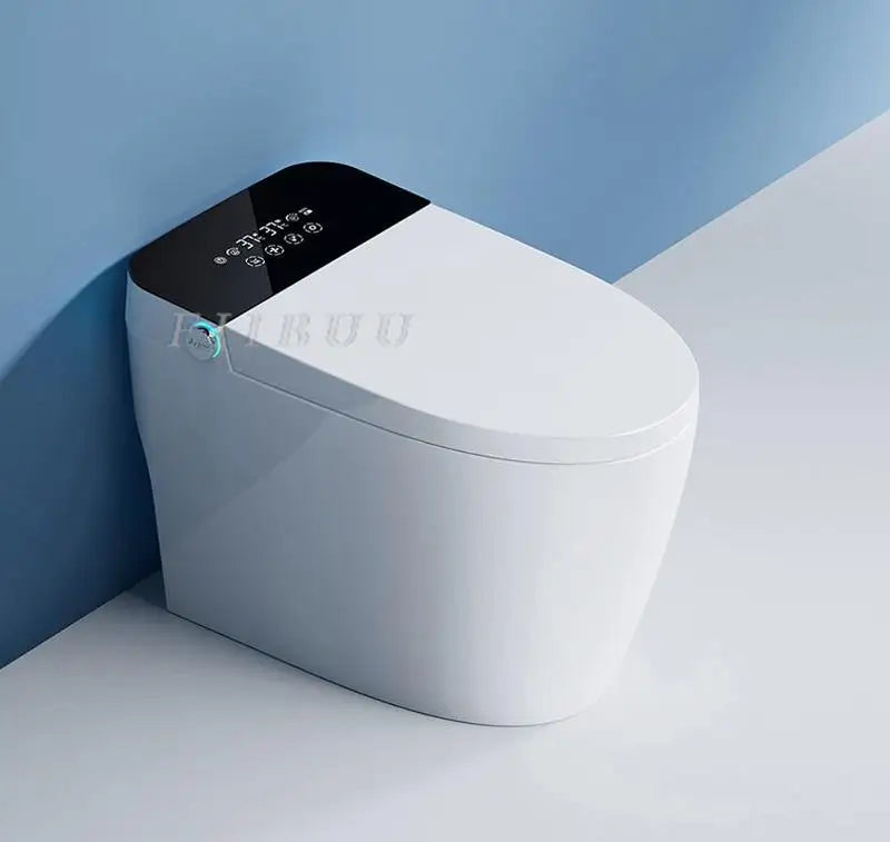Luxuriöses Smart-WC mit integriertem Wassertank, beheiztem Sitz, verlängerter Toilettenschüssel, Verdunklungs-Spülung, Nachtlicht und integriertem Bidet-Sitz