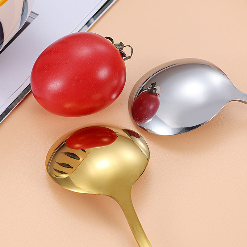 1 Pc Stainless Steel Korea Soup Spoons Home Kitchen Ladle Capacity Gold Silver Mirror Polished Flatware For Coffee Tableware