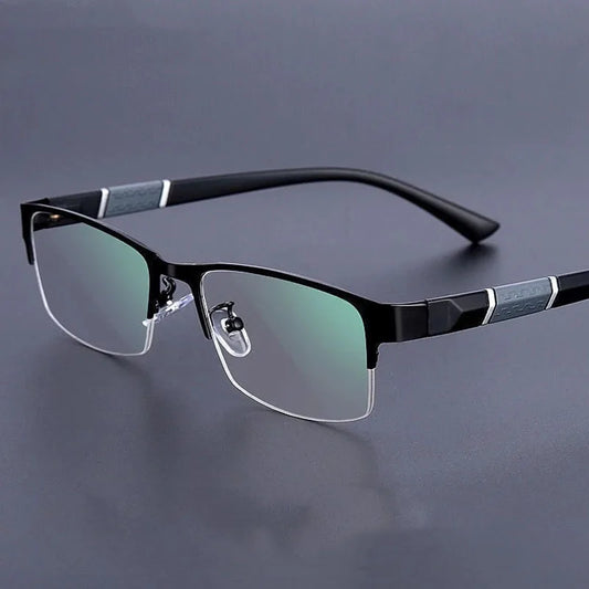 Men Half Frame Metal Reading Glasses Business Style Male Vintage Far Sight Presbyopia Anti-blue HD TR90 Diopter Eyeglasses