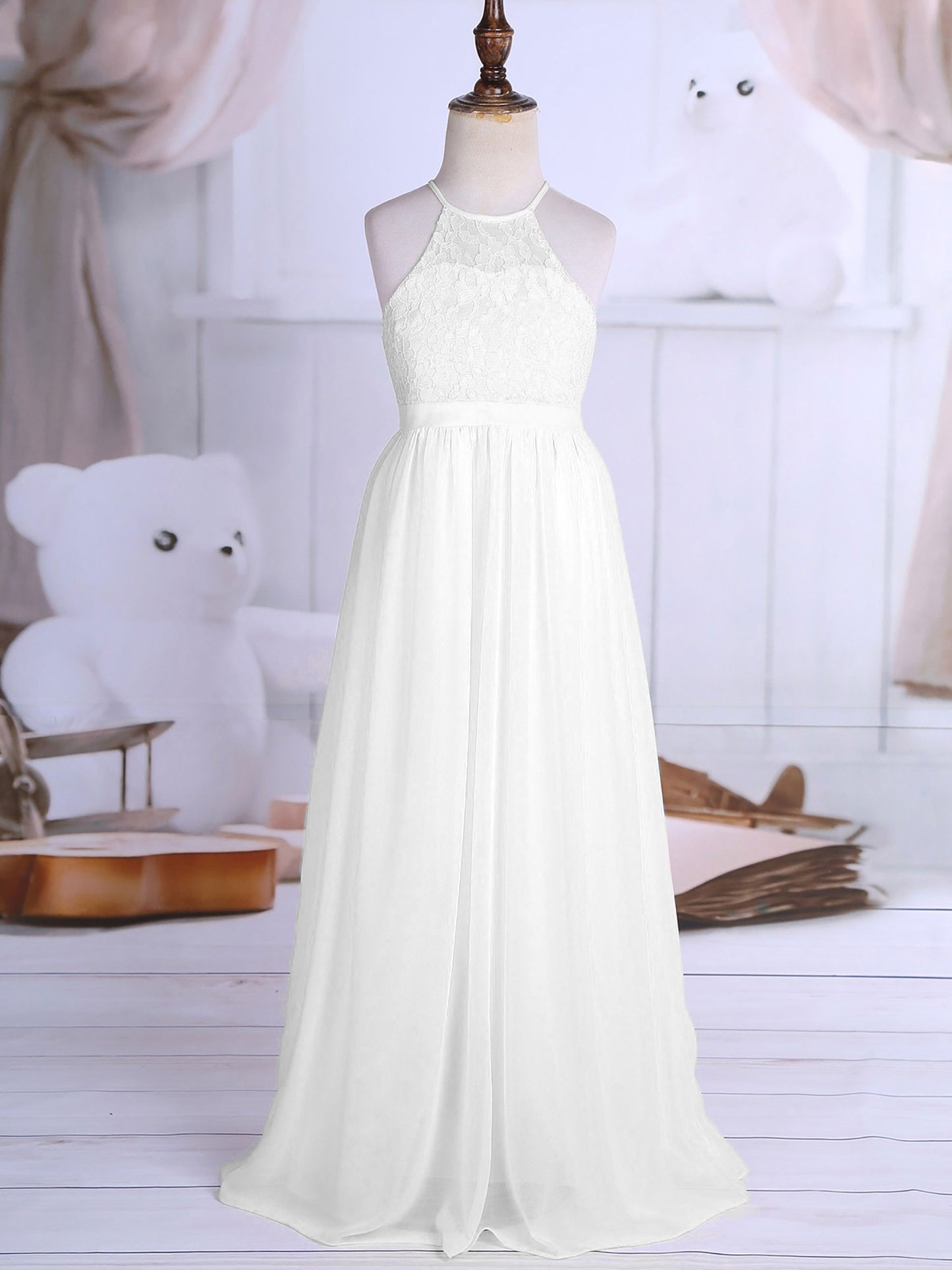 Robe de demoiselle d'honneur en mousseline florale avec découpe au dos pour enfants, tenue de fête d'anniversaire ou de mariage pour filles