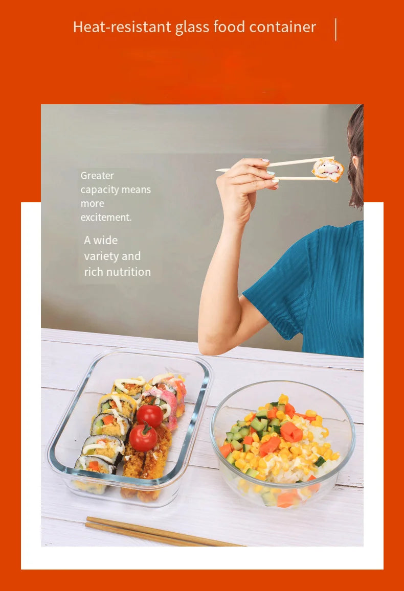 Boîte alimentaire en verre, préparation de repas, boîte à lunch hermétique, compatible micro-ondes, four, congélateur et lave-vaisselle