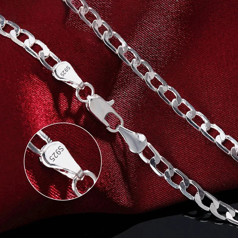 Herren 925 Sterlingsilber Halskette 2/4/6/8/10/12MM 40-75cm Panzerkette Collier Karabinerverschluss Herren Und Damen Verlobungsschmuck