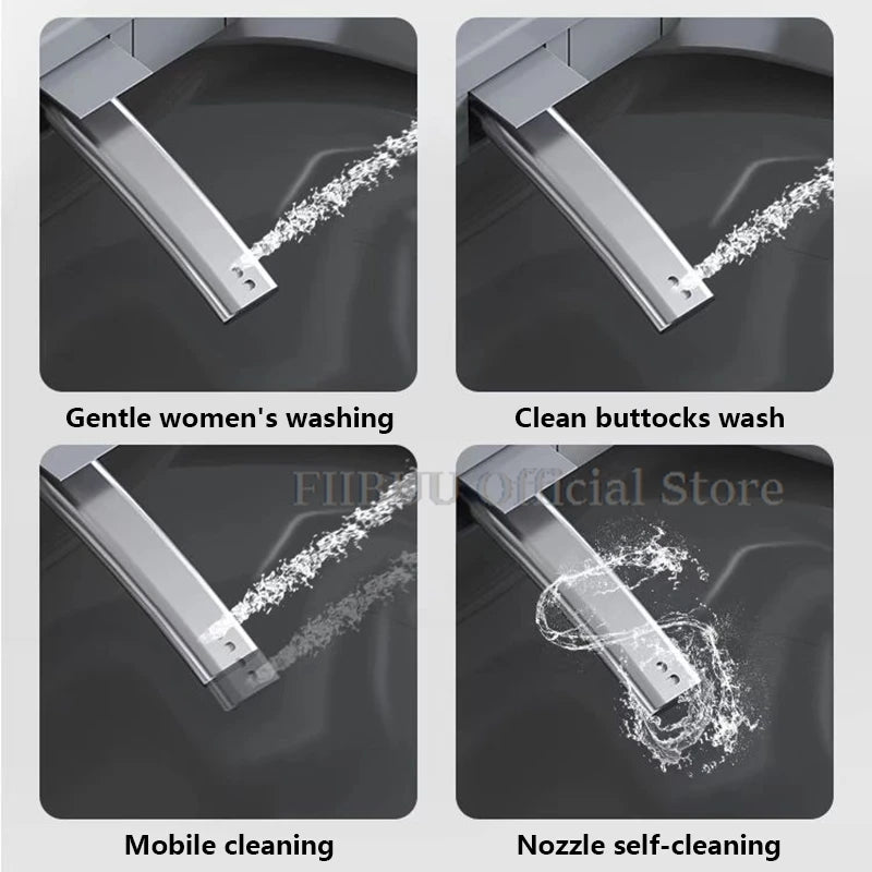 Toilette intelligente allongée monobloc avec bidet intégré, réservoir d'eau, sans limite de pression d'eau, écran d'affichage, ouverture et chasse d'eau automatiques, siège chauffant