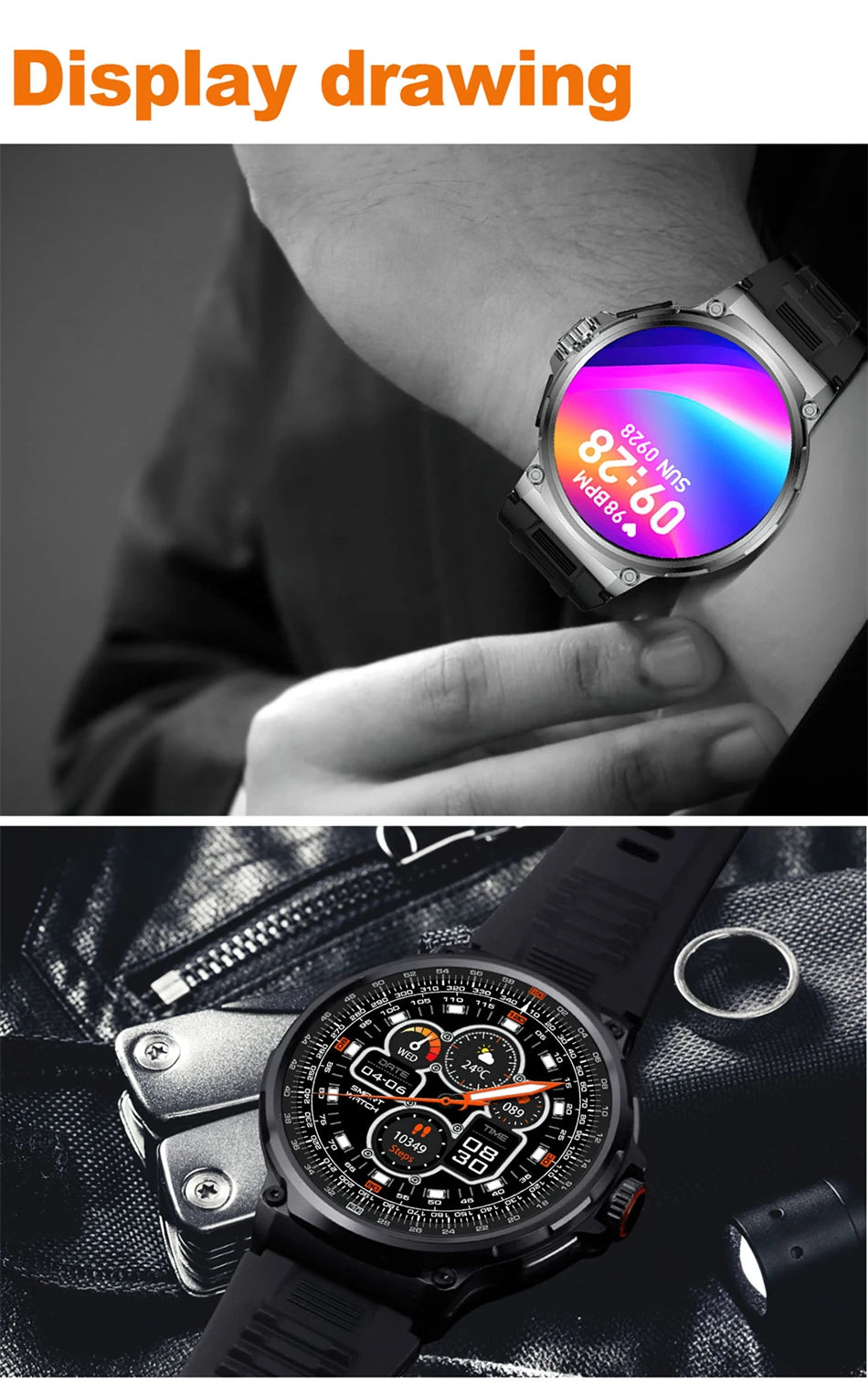 Montre connectée intelligente GPS homme 2026, écran AMOLED HD 1,85 pouces, batterie 710 mAh, appels Bluetooth, pour Android et iOS
