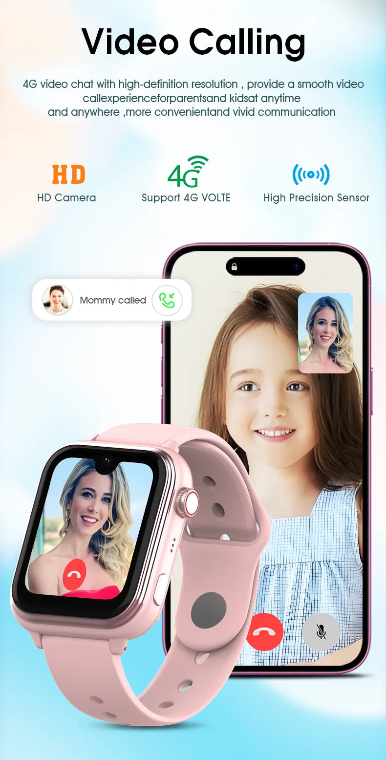 Montre intelligente GPS Wonlex KT37 pour enfants avec assistant vocal IA, application de surveillance, suivi de localisation WiFi, appel vidéo 4G