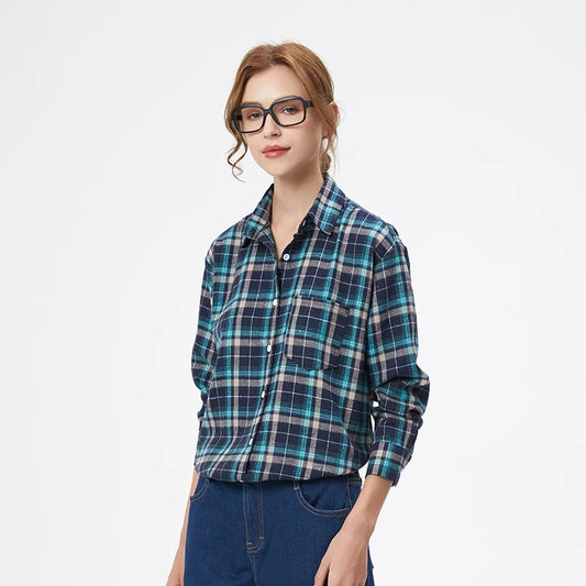 Women's Plaid Shirt 2025 New Ladies Loose Casual Blouse and Tops Fresh College Style Female Long Sleeve Shirts Women Clothes
