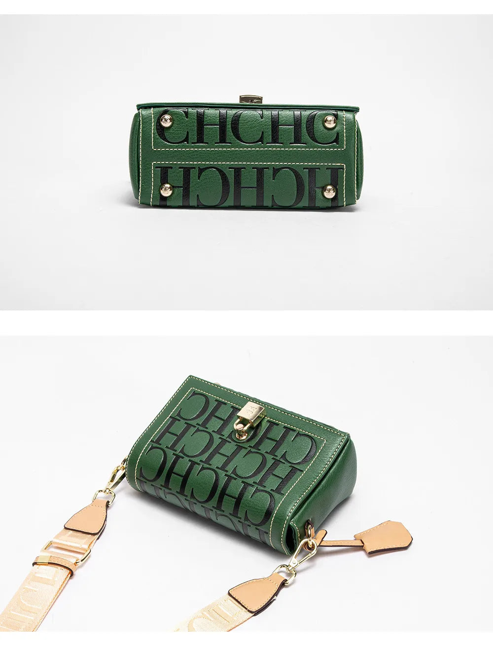 CH Womens Shoulder Bag Luxury Brand 2025 Fashion Solid Color Printed Handbag Fashion Design Model Metal Accessories Buckle