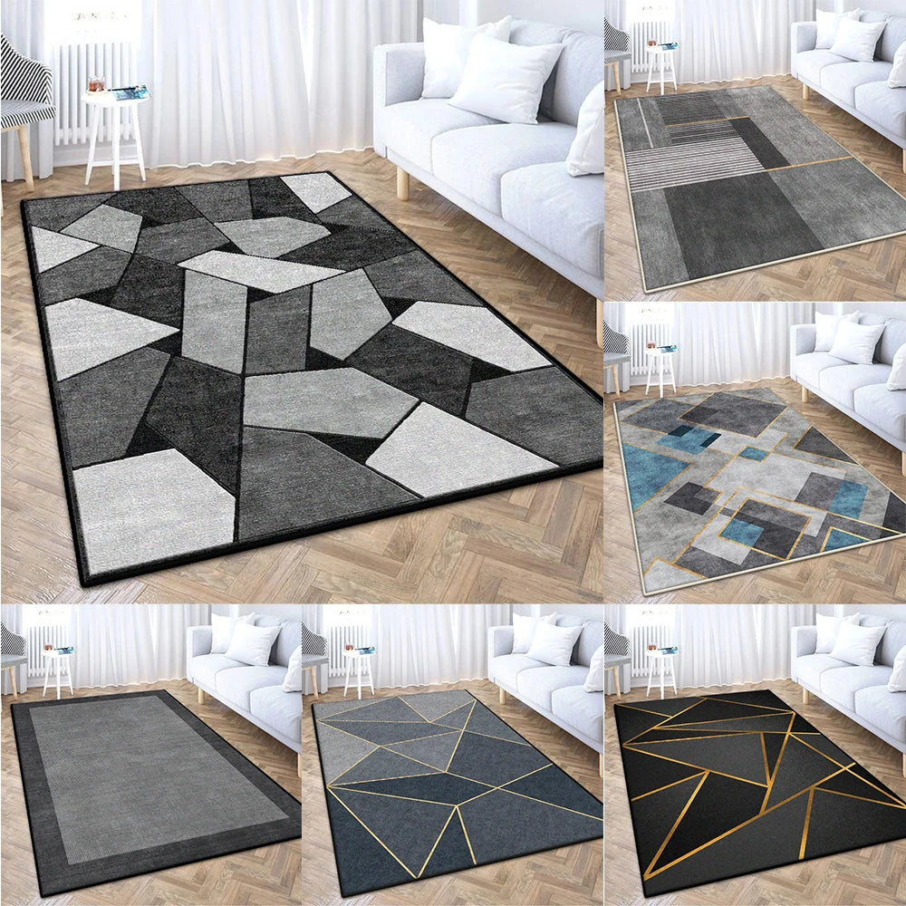 Moderner geometrischer TEPPICH FÜR WOHNZIMMER Leichte Luxus-Dekoration Schlafzimmer Leicht zu reinigender Teppich Große Fläche Wohnzimmer Anti-Rutsch-Matten