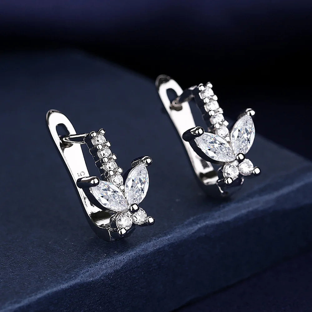 Ohrringe aus 925er Sterlingsilber, Schmuck, hochwertige Retro-Ohrringe mit einfachem Muster, lila-weiße Zirkon-Ohrringe, Bestseller
