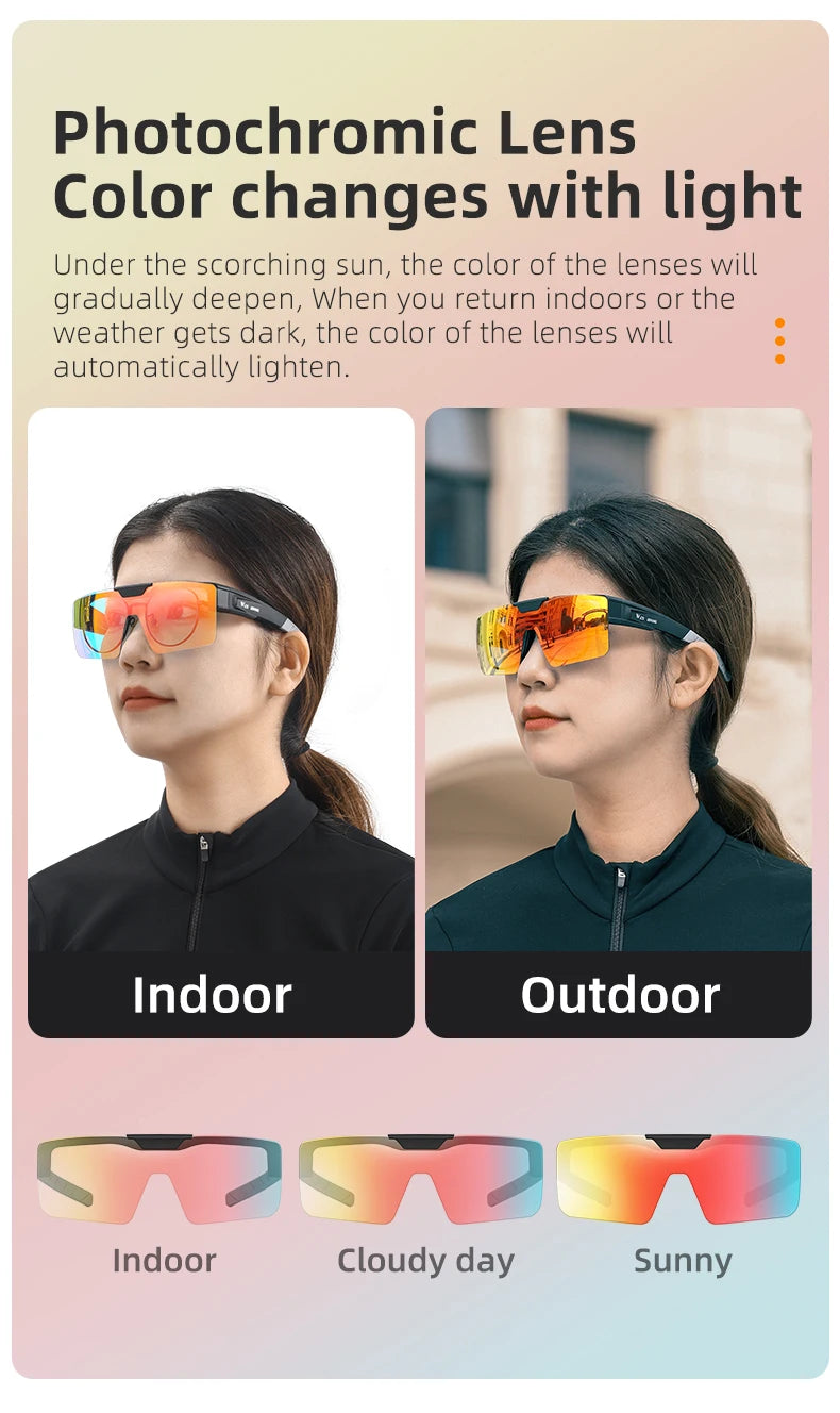 WEST BIKING Lunettes de cyclisme photochromiques Verres relevables Lunettes polarisées à clipser Pare-soleil VTT Vélo de route Lunettes de conduite de nuit