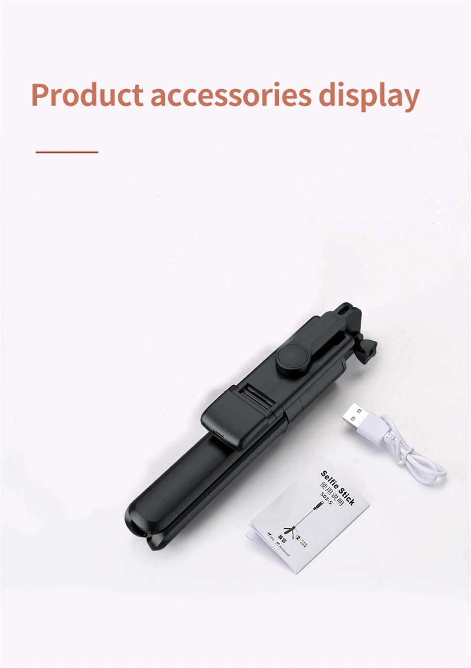 MEUYAG Tragbares, faltbares Selfie-Stick-Stativ mit Aufhelllicht und kabelloser Bluetooth-Fernbedienung für Telefone