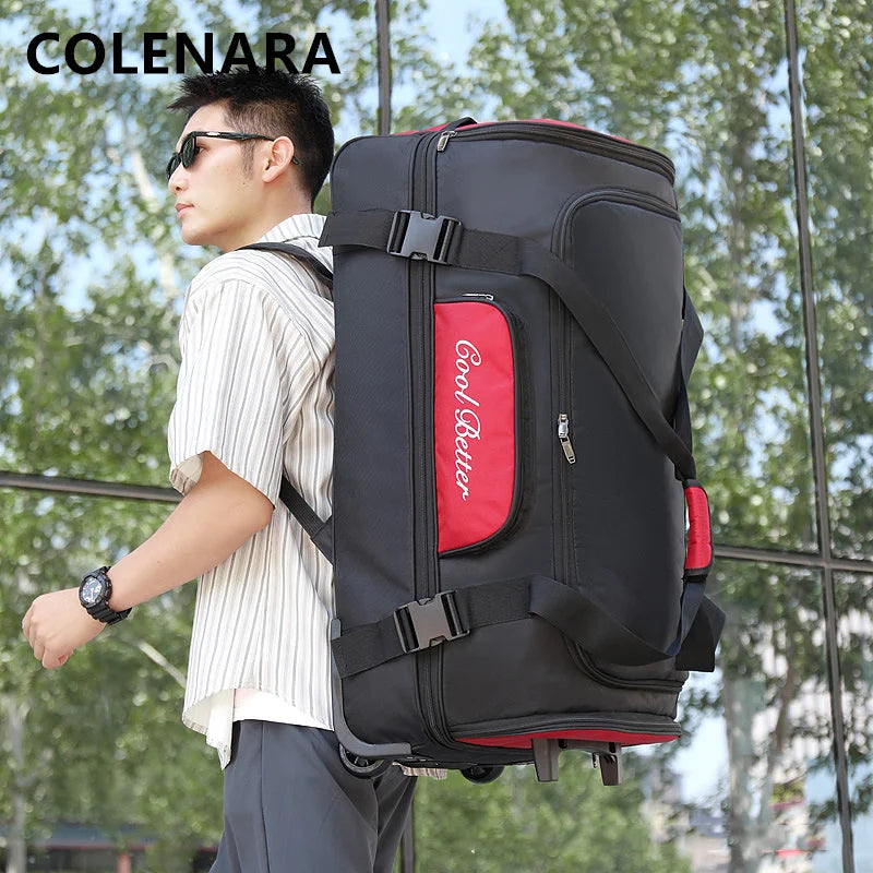 Valise à roulettes COLENARA en tissu Oxford Sac trolley 34 pouces Essentiels de voyage en famille Sac de rangement multifonctionnel Valise pour homme