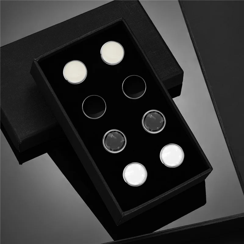 4 paires de boutons de manchette pour hommes avec boîte cadeau, boutons de manchette pour chemises d'homme, cadeaux pour invités de mariage, cadeau pour mari, pince à cravate d'affaires T0204022