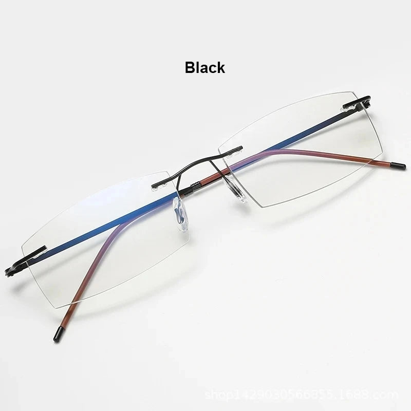 Lunettes de lecture anti-lumière bleue pour femmes, monture sans bords à découpe diamantée, pour hommes, anti-fatigue, hypermétropie, presbytie +1,5