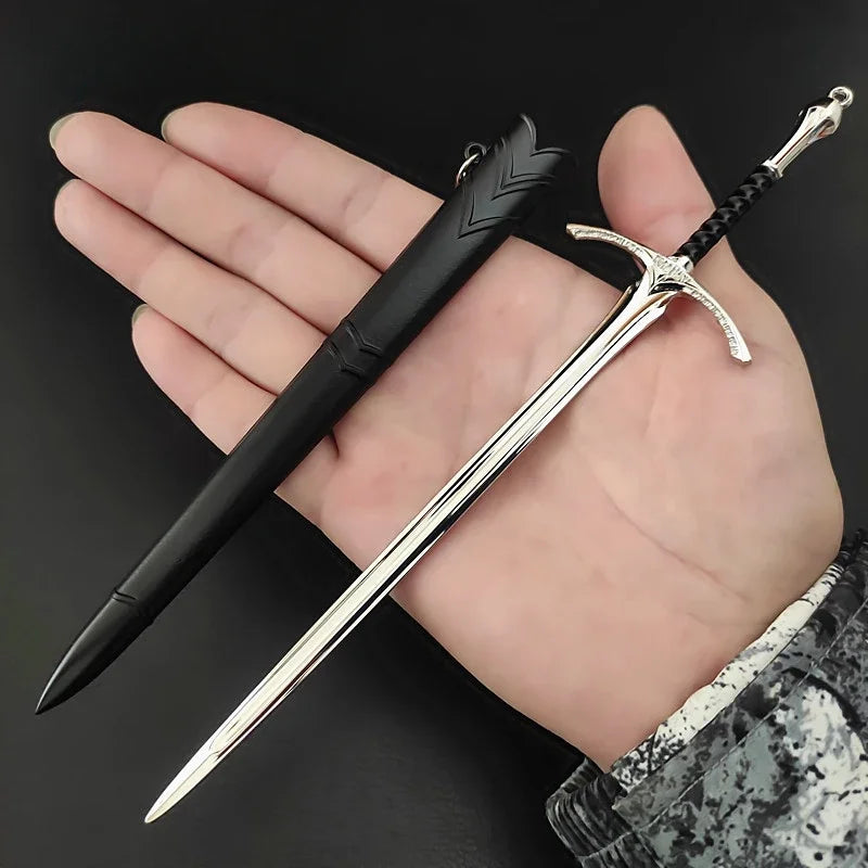 18-22cm Seigneur des Anneaux Arme Médiévale Glamdring Aragorn Narthil Épée Métal Katana Samouraï Porte-clés Ornements Cadeaux Jouet