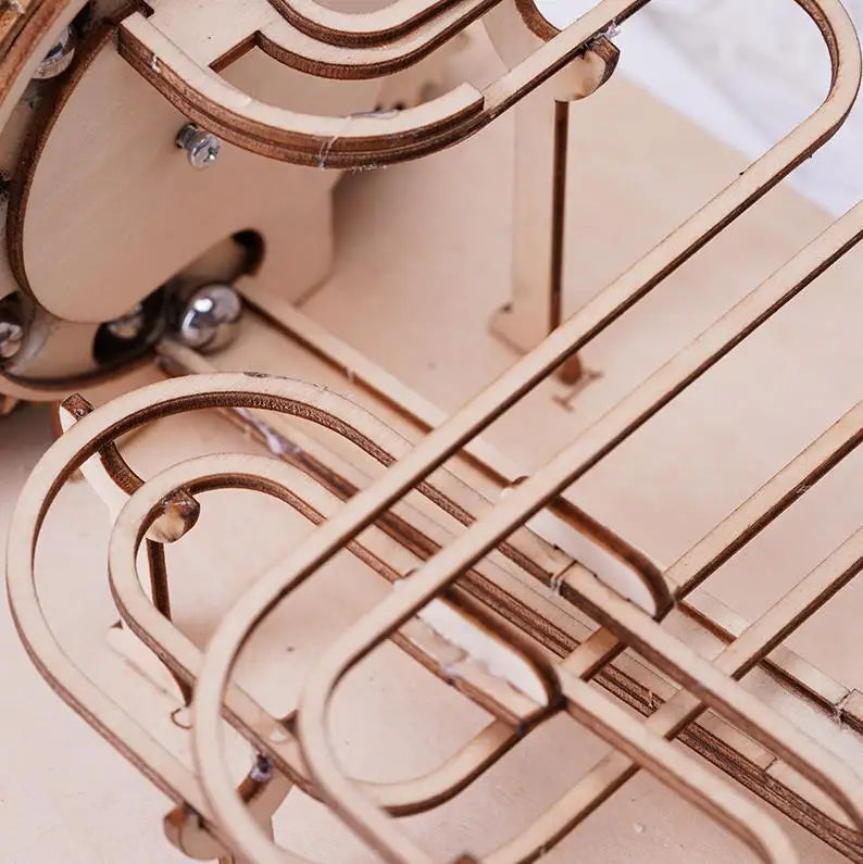 3D Holzpuzzle Murmelbahn Set DIY Aufbau Baukasten STEAM-Engine Lernspielzeug für Erwachsene Kinder Geburtstagsgeschenke