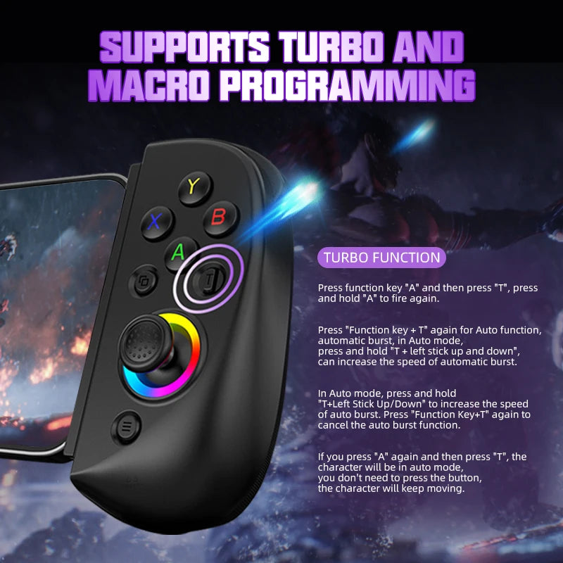 VILCORN D8 Gaming Dual-Hall-Effekt RGB Controller Streaming Gamepad für Tablet Android PS4 Switch PC Joystick