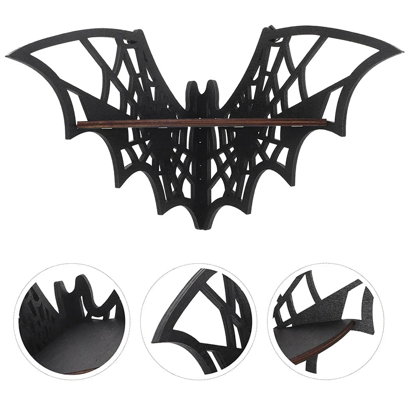 Fledermaus-Eckregale, Holz, schwebend, Fledermaus-Wandeckregale, gotisches Schmuckregal, Halloween-Dekorationsregal für Zuhause