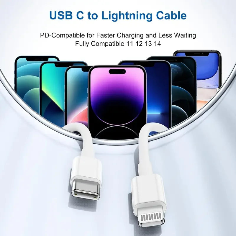 Câble USB C vers Lightning TPE certifié MFi 1M 2M 3M Charge Rapide Cordon de Chargeur de Données pour iPhone 14 13 12 X XR