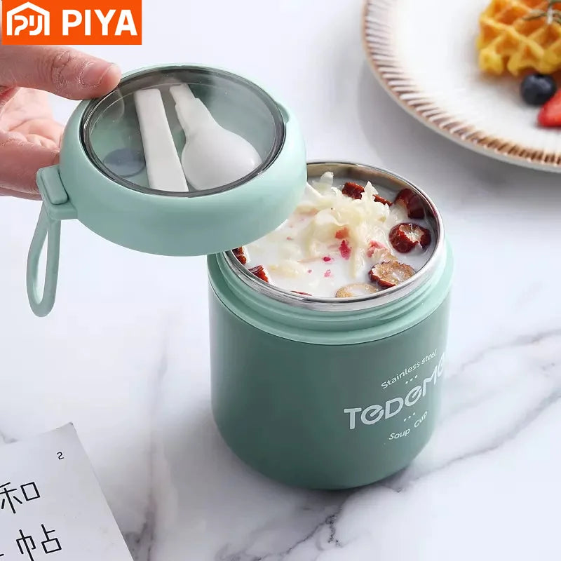 Boîte à déjeuner en acier inoxydable de 510 ml avec cuillère, récipient alimentaire isotherme, tasse à vide, boîte à bento isolée, tasse à soupe thermos pour l'école des enfants
