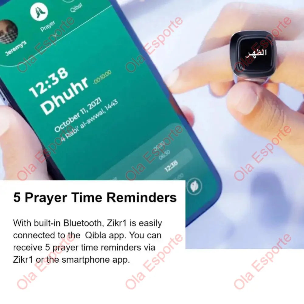 Bague Smart Zikr Qibla 2026, éloge, tasbih, compteur numérique électronique pour musulmans, rappel de vibration à 5 heures de prière, étanche