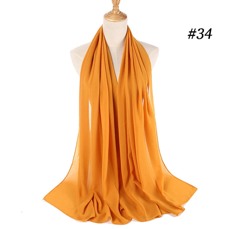 Hijab musulman en mousseline pour femmes, écharpe en mousseline bulle, voile pour femmes, musulmanes, islamiques, de couleur unie, malaisiennes, écharpes foulard musulman