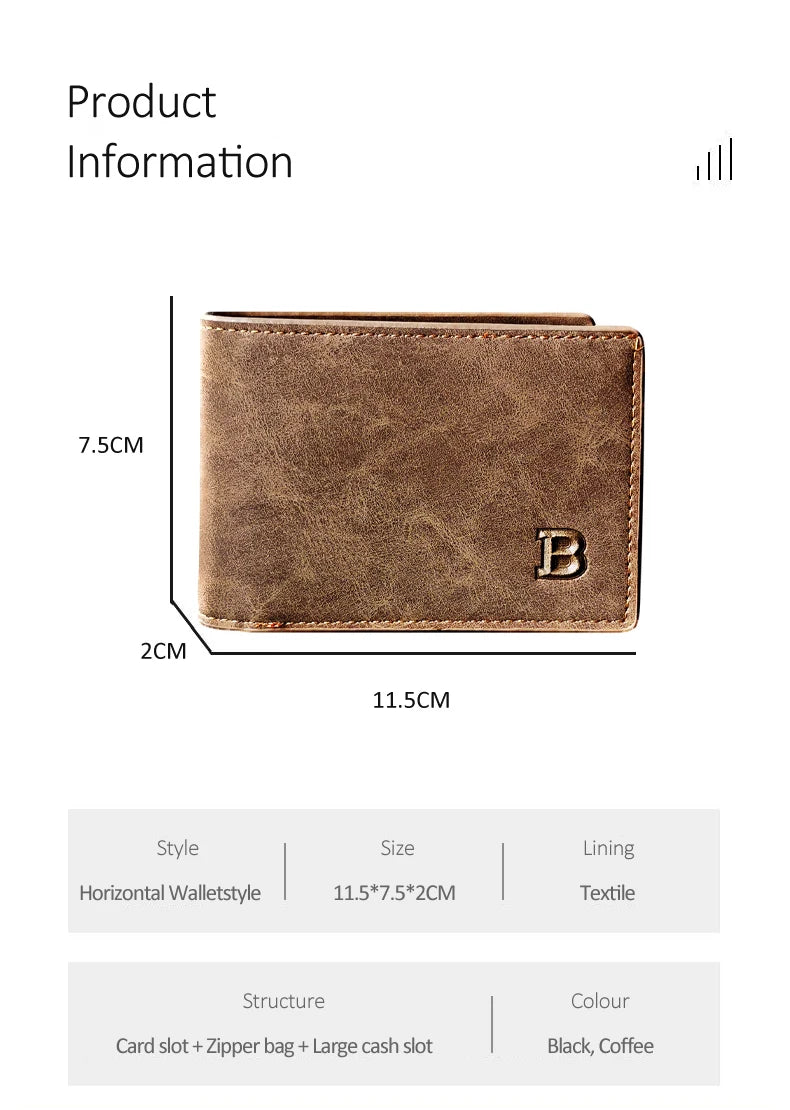 Neue Herren-Brieftasche Kurz Gefrostetes Leder Portemonnaie Retro Zweifach Faltbares Vertikales Portemonnaie Jugend Koreanisches Multi-Karten Portemonnaie 2022 Luxus Portemonnaie