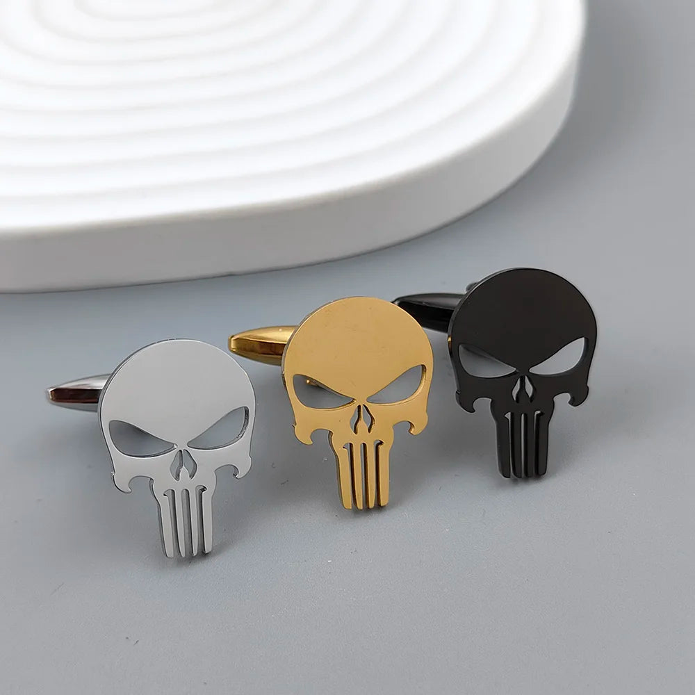 Trendy skull metal suit cufflinks, men's personalized stainless steel badge, jacket/backpack decorations.