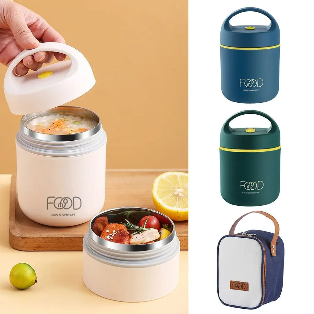 304 Edelstahl Vakuum Thermo Brotdose Speisewärmer Suppenbecher Thermobehälter Bento Box Isolierte Lunchtasche für Studenten