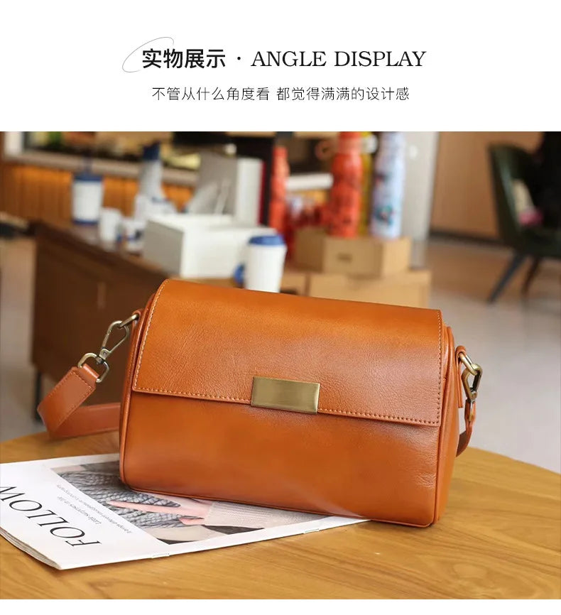 Vielseitige Damen-Umhängetasche aus Rindsleder, Damen-Crossbody-Tasche, Neu 2025, pflanzlich gegerbtes Oberleder, lässige Messenger-Handtasche