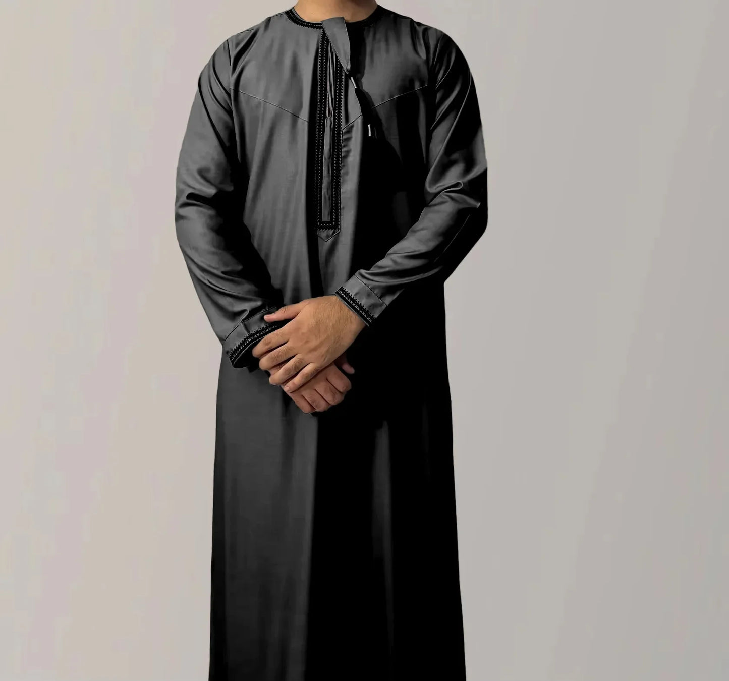 Nouvelle robe longue à manches longues pour hommes musulmans Abaya Daffah Jubba Thobe Pakistan Arabie Saoudite Caftan Islamique Vêtement de prière Afghane