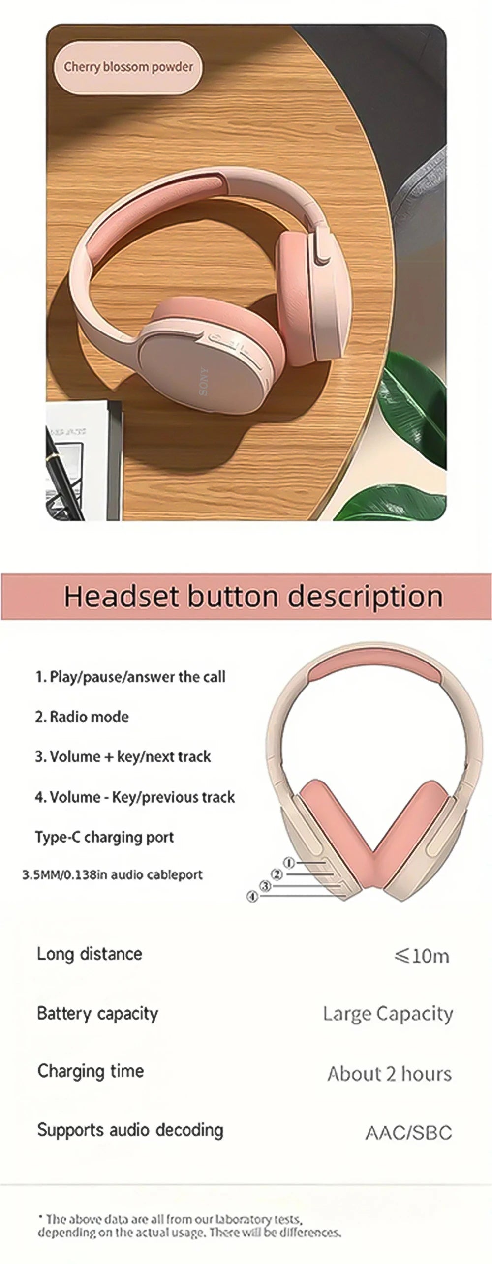 SONY P2961 Wireless Headphones Bluetooth Foldable 9D HIFI Stereo Sound Headset Long Battery Life Heavy Bass Earphone