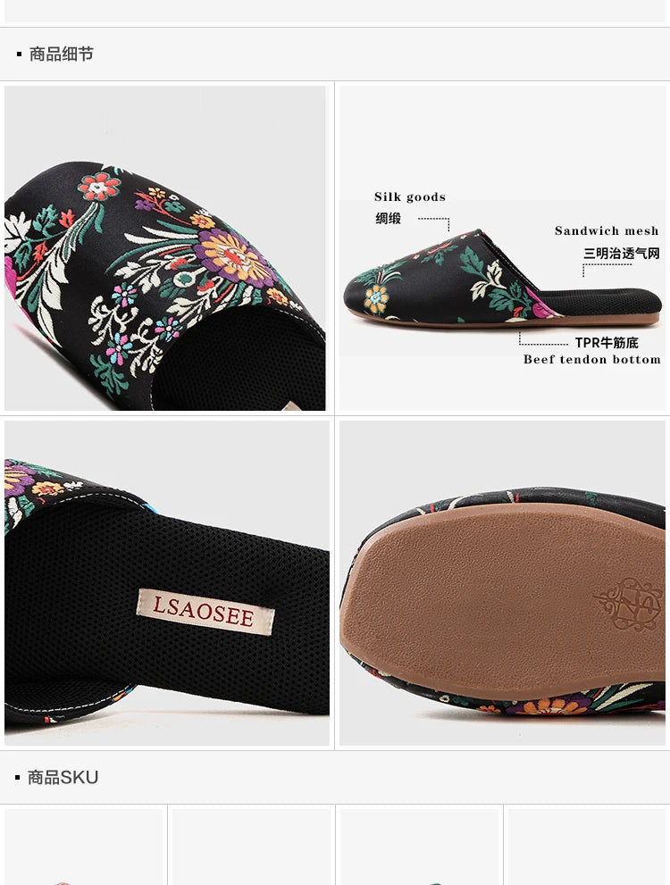 Spring and summer new Chinese embroidered slippers high-end light luxury classic beef tendon bottom home floor drag women