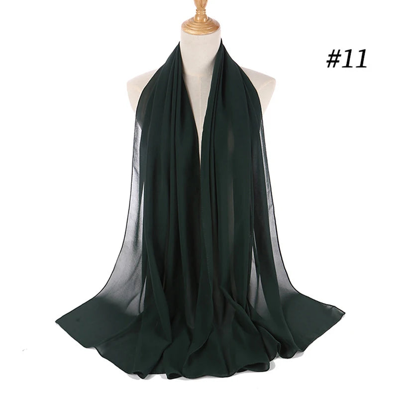 Hijab musulman en mousseline pour femmes, écharpe en mousseline bulle, voile pour femmes, musulmanes, islamiques, de couleur unie, malaisiennes, écharpes foulard musulman