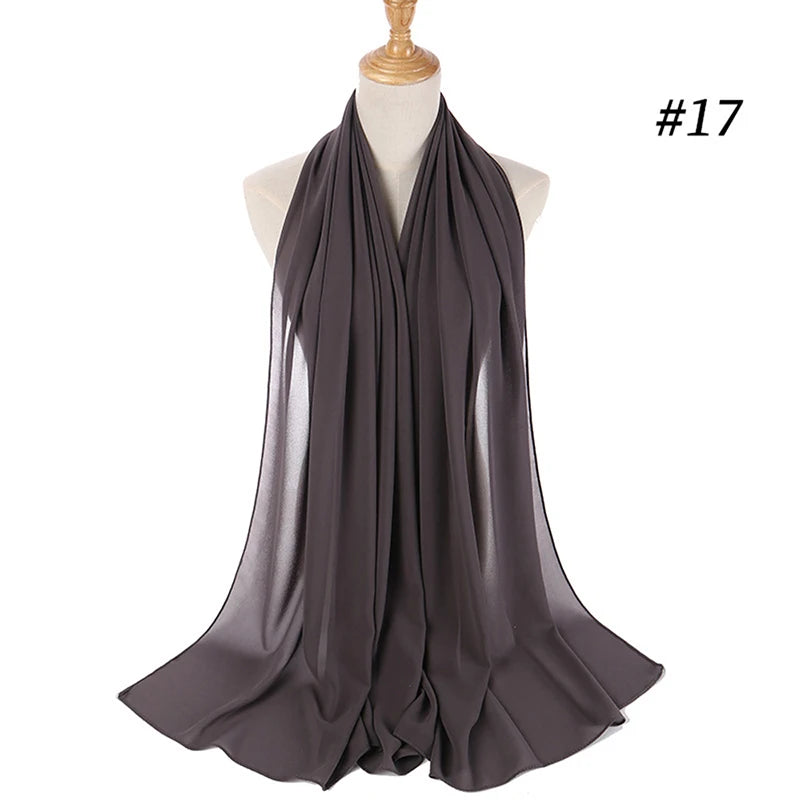 Hijab musulman en mousseline pour femmes, écharpe en mousseline bulle, voile pour femmes, musulmanes, islamiques, de couleur unie, malaisiennes, écharpes foulard musulman
