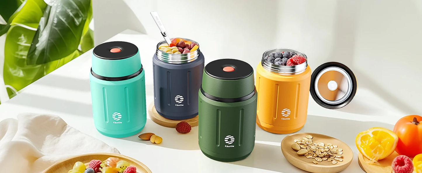Fjbottle 500ml Essens-Thermoskanne, 316 Edelstahl Vakuumisolierter Essensbehälter mit Löffel Kinder-Brotdose