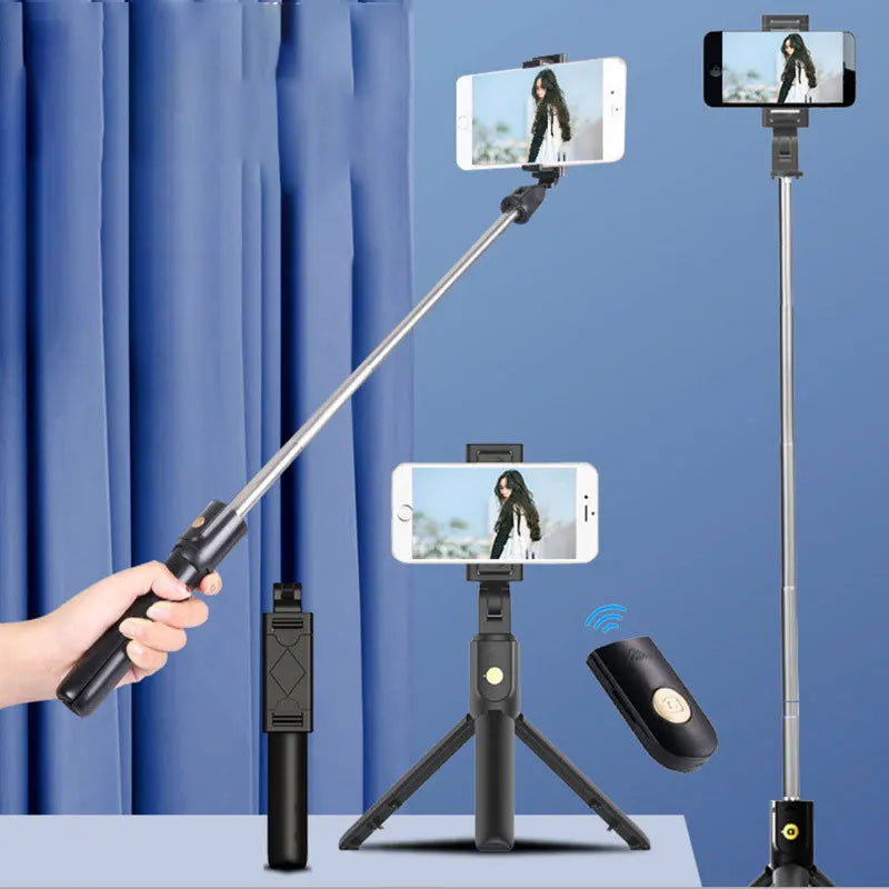 Kabelloser Bluetooth Selfie Stick Faltbares Stativ Tragbare Handy-Stative Ausziehbar für iPhone Xiaomi Huawei Phone Video Live