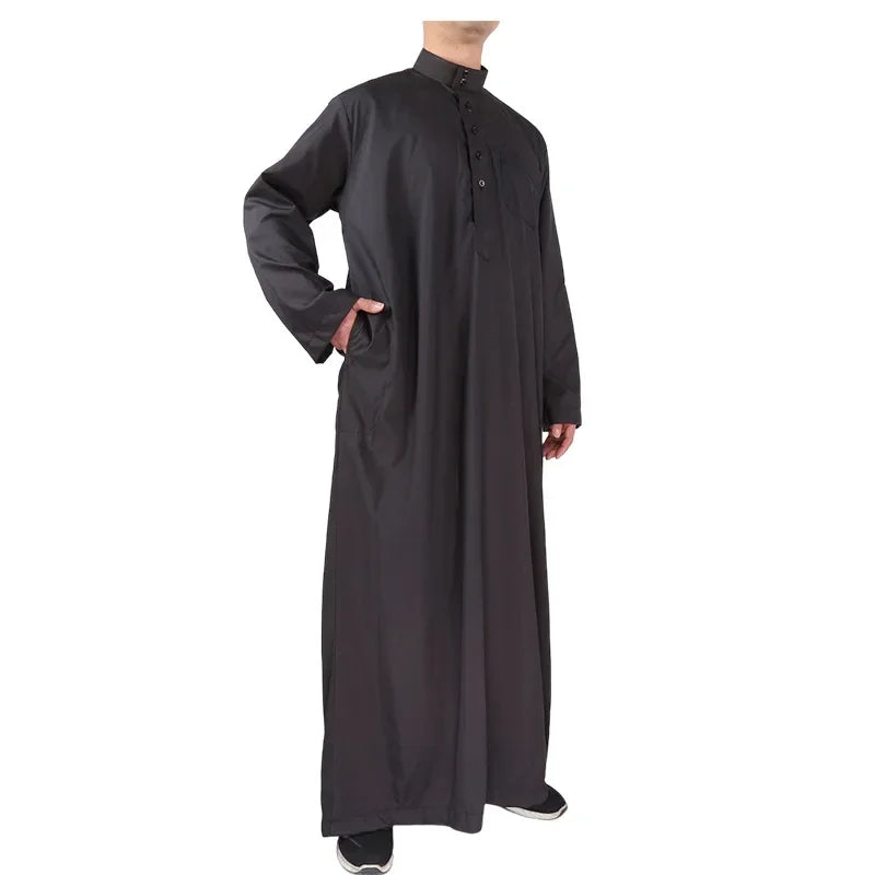 Neu 2025 Naher Osten Muslim Männer Kleid Langarm Jubba Thobe Ramadan Eid Dishdasha Robe Muslimisch Islamische Kaftane Arabische Kleidung