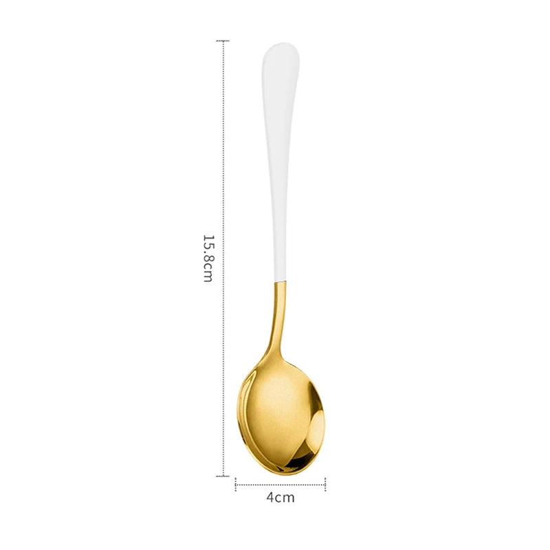 1 Pc Stainless Steel Korea Soup Spoons Home Kitchen Ladle Capacity Gold Silver Mirror Polished Flatware For Coffee Tableware