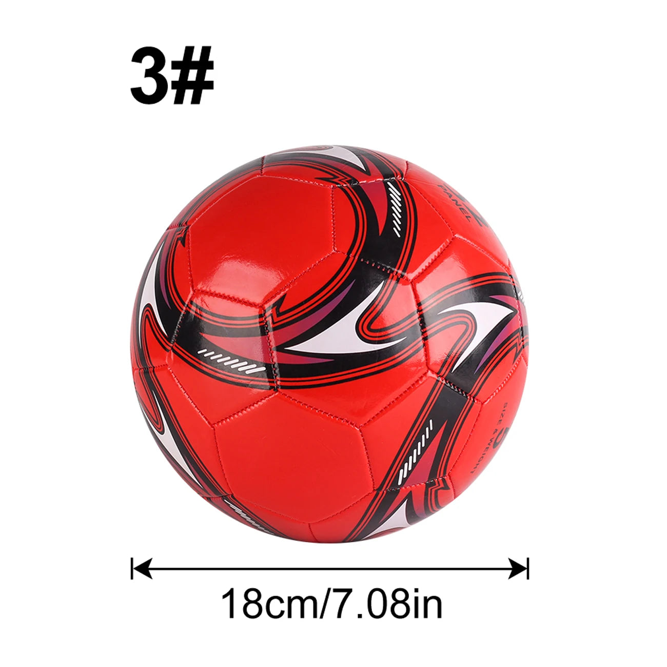 1PC A Size 3 and 5 Cyclone Football, Soft Inflatable Red Soccer Ball, Suitable for Training and Match Play