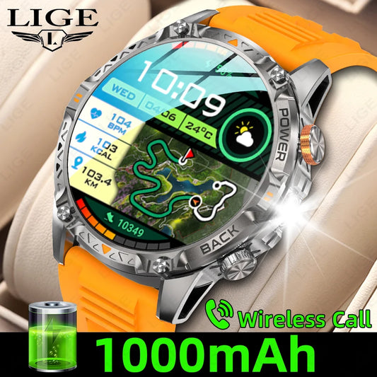 LIGE Neue Militär-Smartwatch Herren 1000mAh Superkapazitätsbatterie Outdoor Sport Armband Herzfrequenzmesser Wasserdichte Smartwatch